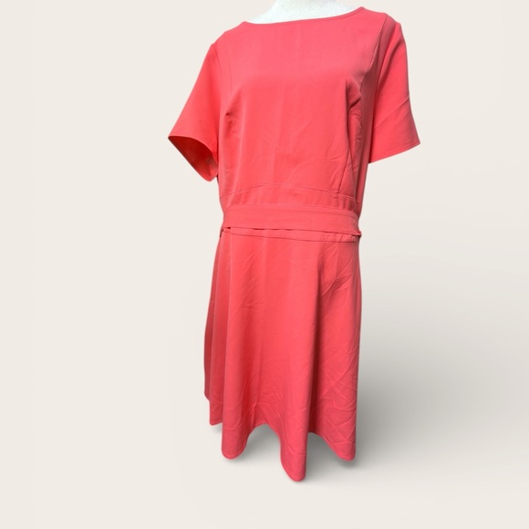 Lane Bryant Coral Fit & Flare Lena Dress with Tie Belt - Size 20 - Picture 2 of 8